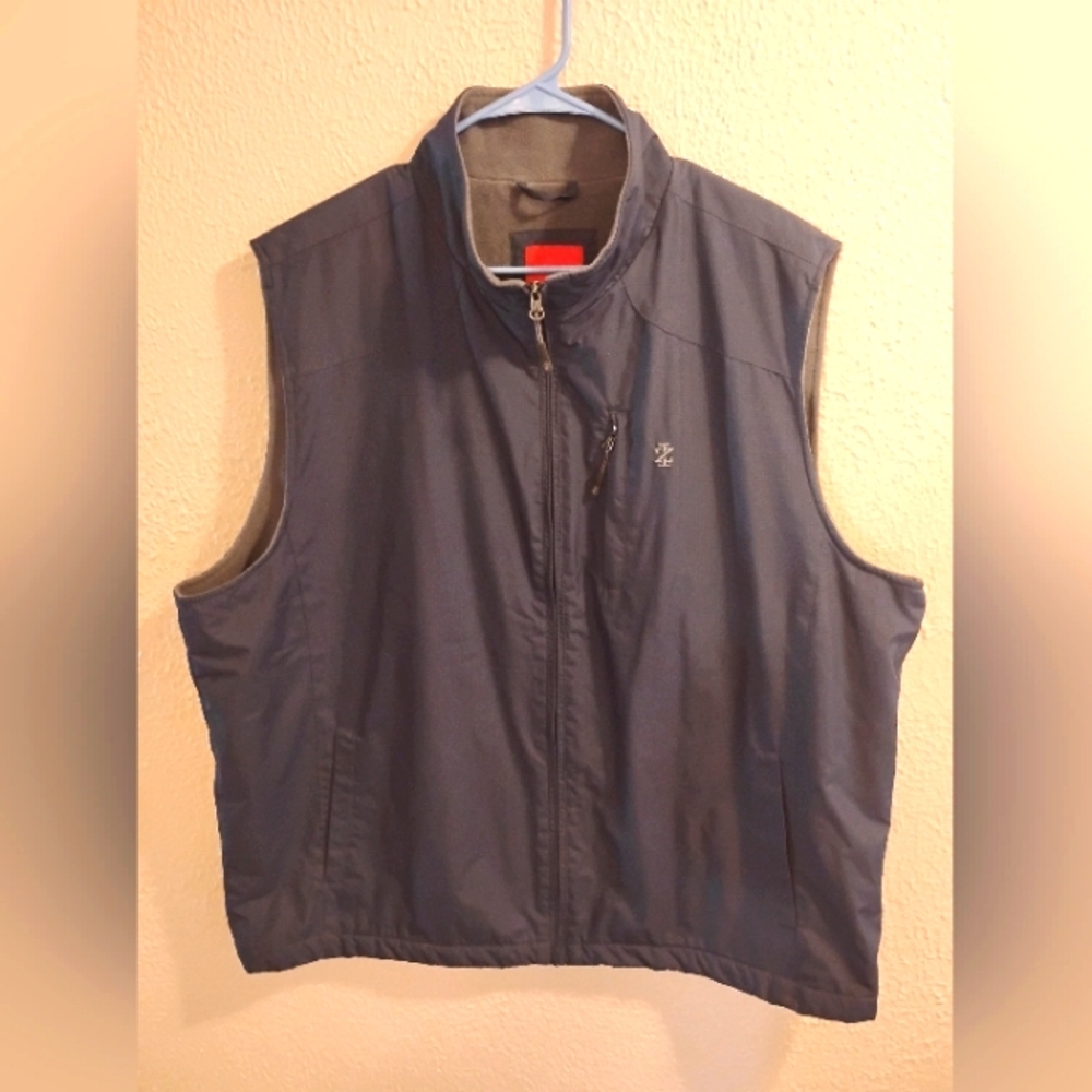IZOD Mens Blue Fleece Lined All Weather Vest Zip Up, Size XXL